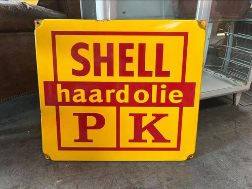 Shell emaille reclamebord, Langcat Bussum, Verzamelen, Merken en Reclamevoorwerpen, Zo goed als nieuw, Reclamebord, Ophalen of Verzenden
