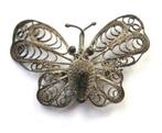 Mooie oude filigraan zilveren vlinder broche (354-162), Ophalen of Verzenden, Zo goed als nieuw, Zilver, Zilver