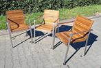 3 Teak and Garden RVS met teak tuinstoelen, stapelbaar, Ophalen, Gebruikt, Teakhout, Stapelbaar