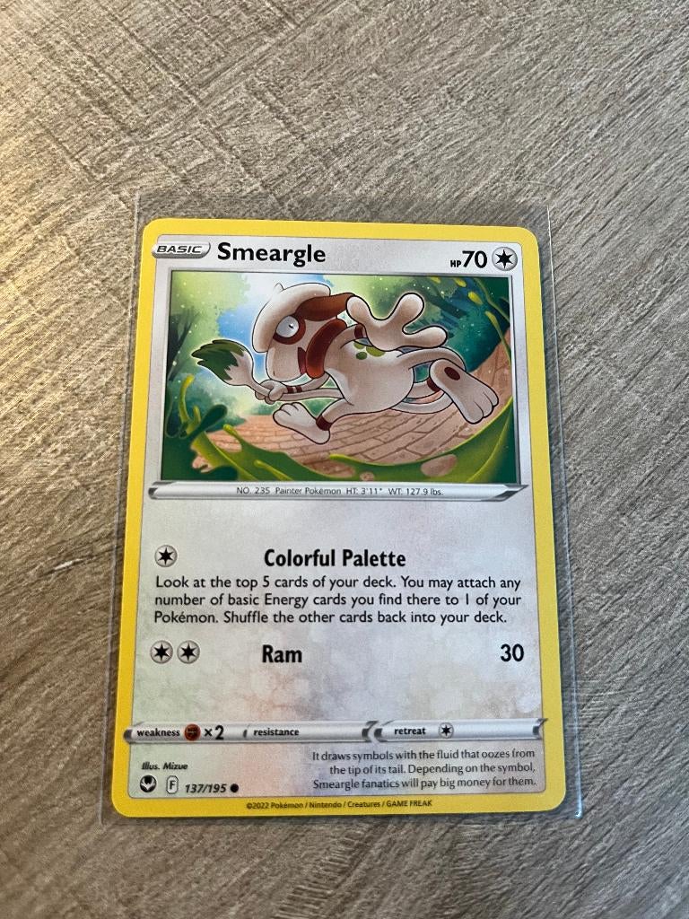 Smeargle 137/195 Silver Tempest - Pokémon Kaart, Ophalen of Verzenden, Nieuw, Losse kaart
