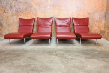 ZGAN 4 rode leren Bonaldo Berlin design fauteuils/chaises beschikbaar voor biedingen