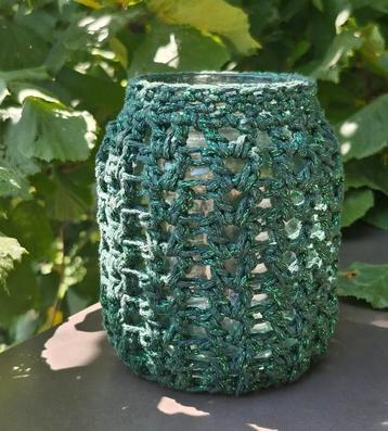 Handgehaakt Windlicht Donkergroen Glitter beschikbaar voor biedingen