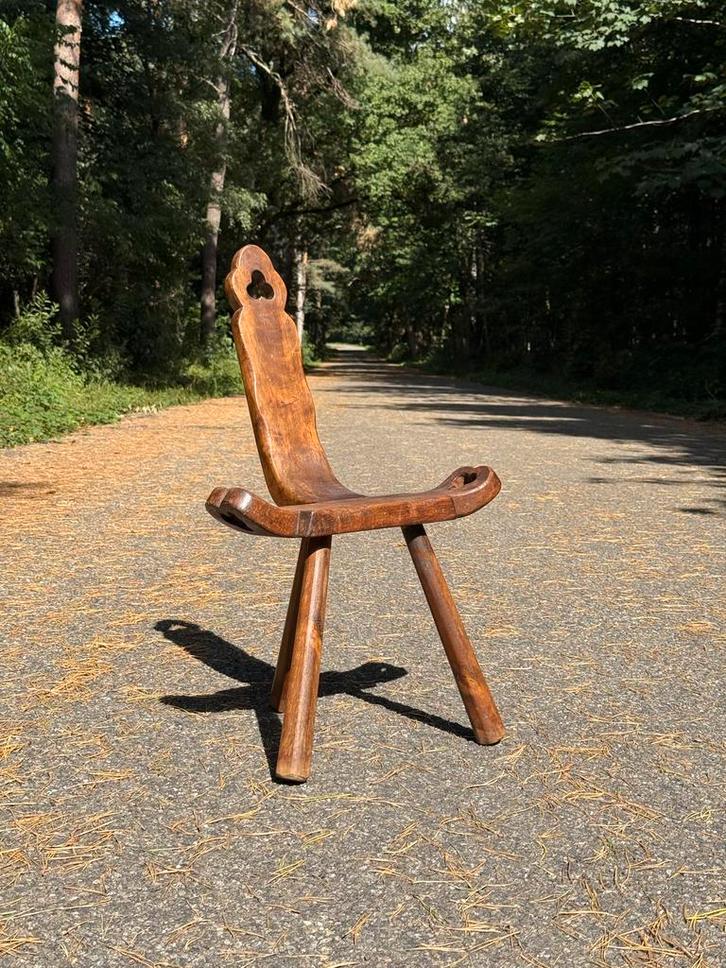 Vintage Brutalist Stoel, Huis en Inrichting, Stoelen, Gebruikt, Eén, Hout, Bruin, Ophalen of Verzenden