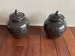 Twee decoratieve potten met deksel, Antiek en Kunst, Ophalen