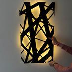 Metalen wanddeco abstract Lijnen met LED, Nieuw, Ophalen of Verzenden