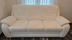 Twee witte leren 3-zits banken in goede staat, Huis en Inrichting, Ophalen, Gebruikt, Minder dan 75 cm, 150 tot 200 cm