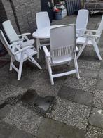 Zeer degelijke tuinset met vier stoelen, Tuin en Terras, Tuinsets en Loungesets, Eettafel, Kunststof, 4 zitplaatsen, Zo goed als nieuw