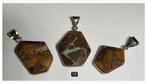 3 x boulder opaal edelsteen hangers, 2,5 cm, rvs, pr.p.stuk, Sieraden, Tassen en Uiterlijk, Edelstenen, Nieuw, Ophalen of Verzenden