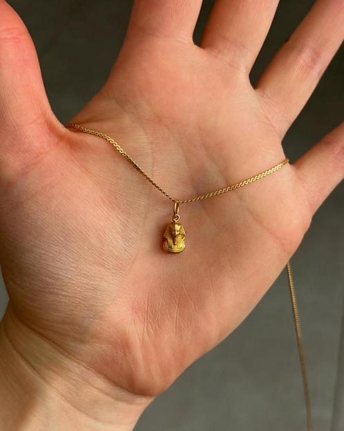 14karaat geelgouden bedel hanger Toetanchamon, Sieraden, Tassen en Uiterlijk, Bedels, Zo goed als nieuw, Overige merken, Goud