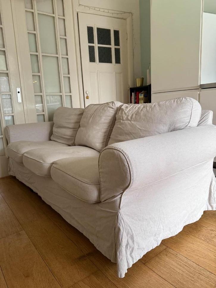 Bank - IKEA Ektorp 3-zitsbank beige, Huis en Inrichting, Banken | Bankstellen, Gebruikt, Tweepersoons, 200 tot 250 cm, 75 tot 100 cm