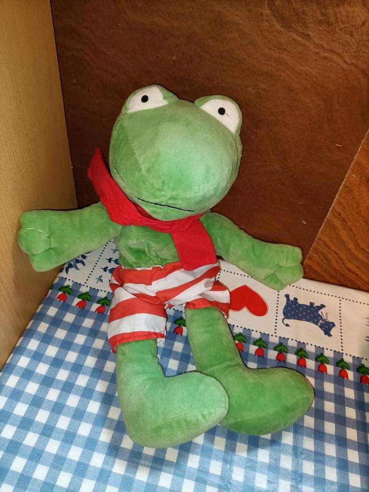 Kikker handpop Max Velthuijs 40 cm groot, Kinderen en Baby's, Speelgoed | Knuffels en Pluche, Zo goed als nieuw, Ophalen of Verzenden