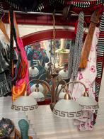 Retro Griekse Hanglamp met Glazen Kap, Gebruikt, Ophalen of Verzenden, Glas, Minder dan 50 cm