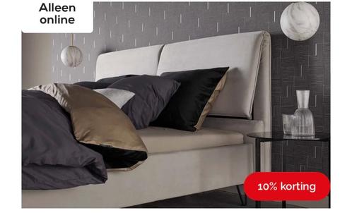 Twee persoonsbed, Huis en Inrichting, Slaapkamer | Bedden, Zo goed als nieuw, Tweepersoons, 180 cm, 200 cm, Stof, Grijs, Verstelbaar