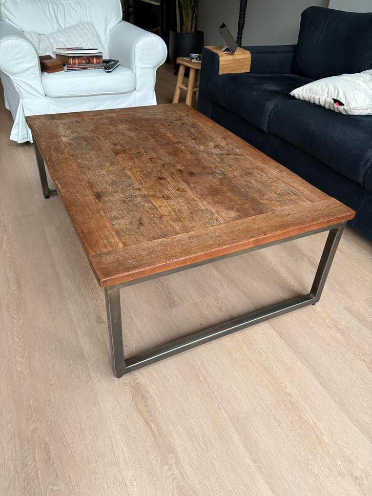 Wagondelen salontafel - 140x80 cm, Huis en Inrichting, Tafels | Salontafels, Gebruikt, Minder dan 50 cm, 50 tot 100 cm, 100 tot 150 cm