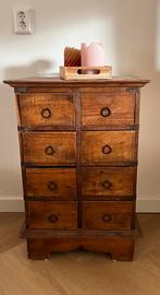 Brocante apothekerskast, Ophalen, Minder dan 50 cm, Gebruikt, 5 laden of meer