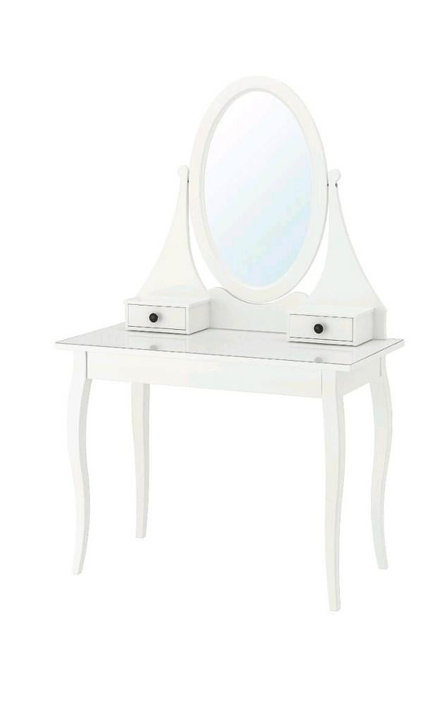 IKEA HEMNES Toilettafel kaptafel met spiegel - Wit, Ophalen, Gebruikt, 50 tot 100 cm, Minder dan 100 cm