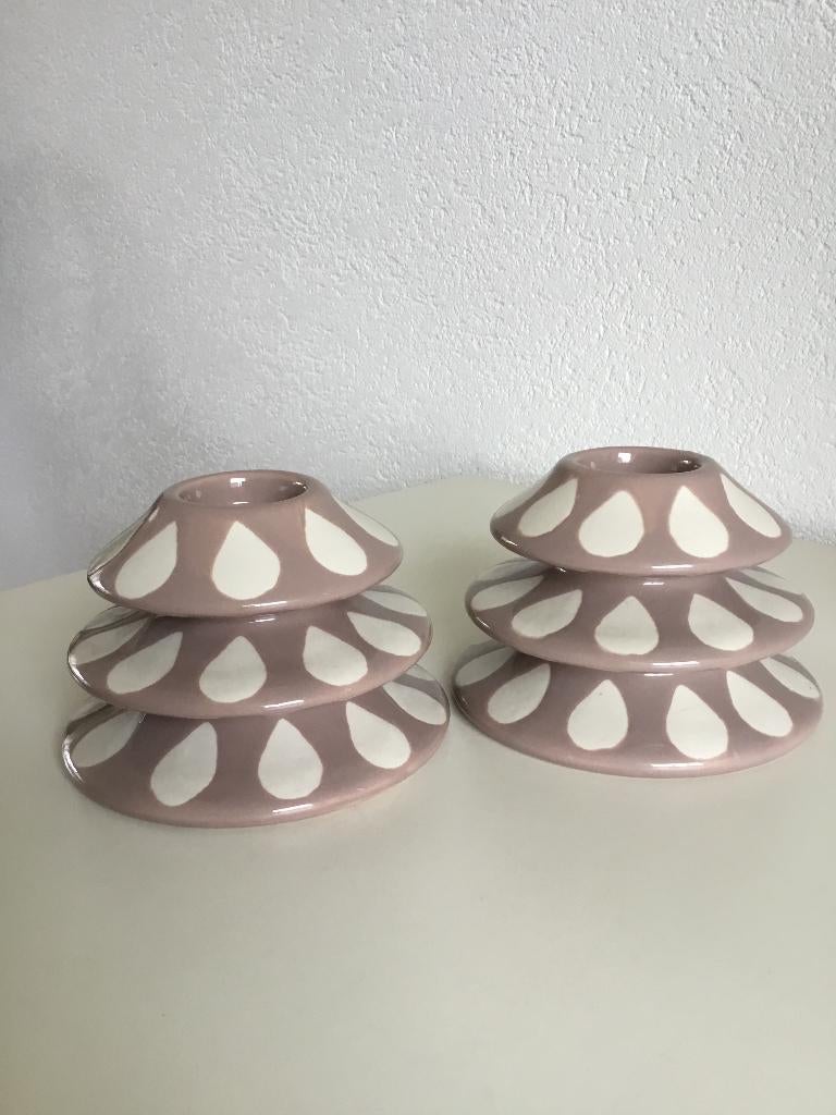 2 waxinelichthouders serholt collection Zweden 10 x 14 cm, Overige materialen, Ophalen of Verzenden, Zo goed als nieuw, Bruin