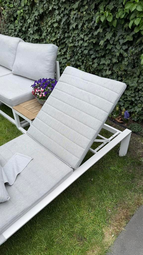 Ligbed Delta Life Outdoor Living met Sunbrella kussens, Ophalen, Gebruikt, Aluminium, Verstelbaar