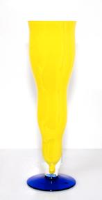 Schitterende Zweedse Boda Nova Geel Blauw Glazen Vaas, Ophalen of Verzenden