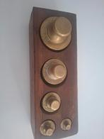 Ouderwetse gewichten in houten blok, Antiek en Kunst, Ophalen of Verzenden