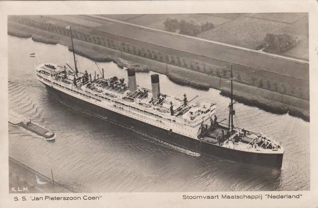 oude kaart S.S. Jan Pieterszoon Coen stoomvaart maatschappij, Ophalen of Verzenden, Gebruikt, Motorboot, Kaart, Foto of Prent