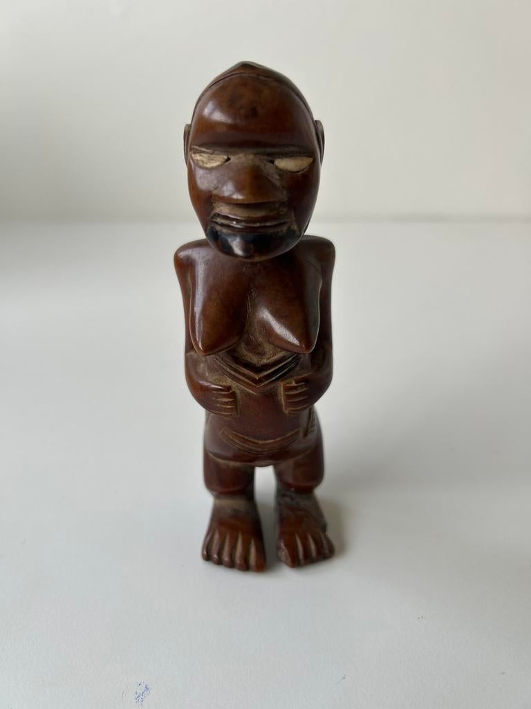 Bembe Voorouderbeeldje uit Congo - Hout, Glanzende Patina, Antiek en Kunst, Kunst | Niet-Westerse kunst, Ophalen of Verzenden