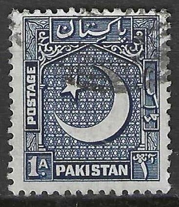 Pakistan 1950 - Yvert 47 - Wapenschild halve maan - 1 a (ST), Postzegels en Munten, Verzenden, Gestempeld, Zuid-Azië