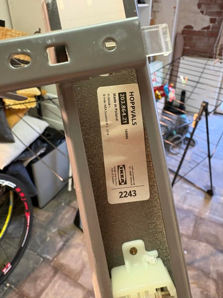 HOPPVALS dubbel plisségordijn (2 stuks), Ophalen, Gebruikt, 100 tot 150 cm, Grijs