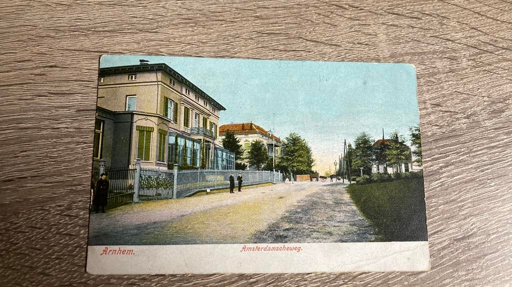 Oude ansichtkaart Arnhem 1907 Amsterdamscheweg, Ophalen of Verzenden, Voor 1920, Gelopen, Gelderland