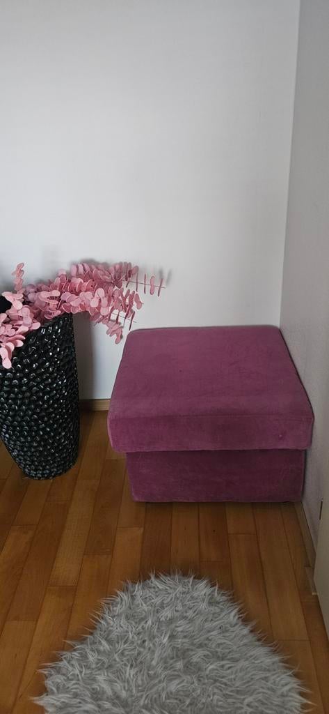 Roze fluwelen poef met opbergruimte, Ophalen