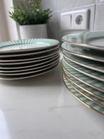 H&M home set van 16 gestreepte borden met gouden rand, Ophalen, Keramiek, Zo goed als nieuw, Bord(en)