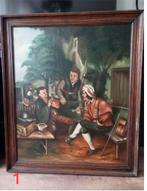 Genre schilderij olieverf op doek, Ophalen