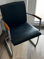 6 stevige zwart leren eethoek stoelen, Zwart, Leer, Ophalen of Verzenden, Zo goed als nieuw