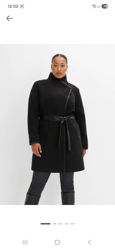 Dames jas in wollen look - Maat 50, Kleding | Dames, Jassen | Winter, Zo goed als nieuw, Maat 46/48 (XL) of groter, Zwart, Ophalen of Verzenden