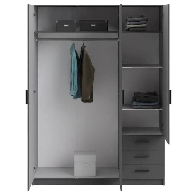 Leenbakker Sprint driedeurs kledingkast antraciet, Huis en Inrichting, Kasten | Kledingkasten, Ophalen, 100 tot 150 cm, 200 cm of meer