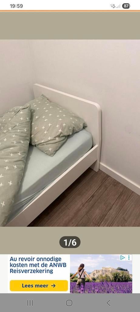 Kinder bedje, Ikea meegroeibed, wit, van 150 tot 200 cm, 70 tot 85 cm, 140 tot 160 cm, Zo goed als nieuw, Ophalen