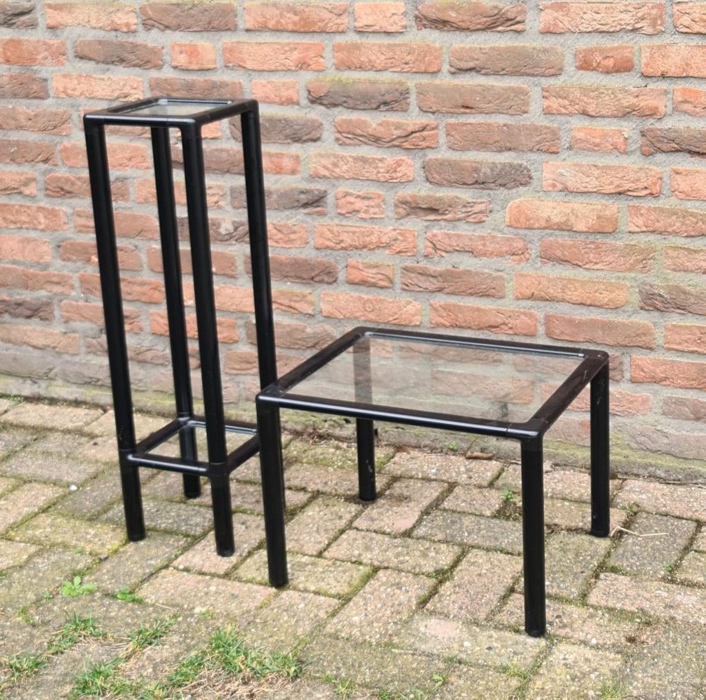 Kunststof plantenzuil + bijzettafeltje '70, Verzamelen, Retro, Ophalen, Huis en Inrichting