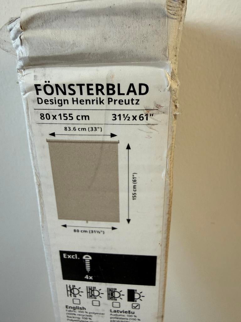IKEA FÖNSTERBLAD rolgordijn – nieuw, ongeopend, Huis en Inrichting, Stoffering | Gordijnen en Lamellen, Beige, Zo goed als nieuw