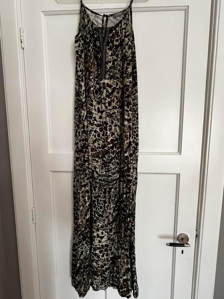 Geisha Maxi Jurk met Dierenprint - Maat M, Kleding | Dames, Jurken, Zo goed als nieuw, Maat 38/40 (M), Bruin, Onder de knie, Ophalen of Verzenden