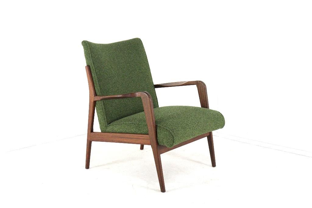 vintage mid century fauteuil geheel gerestaureerd nieuwstaat, -, 75 tot 100 cm, Ophalen of Verzenden, Zo goed als nieuw