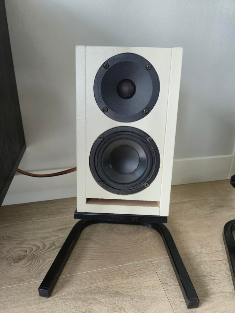 Zelfbouw bookshelf met high end Peerless  DT100H CSC-116G, Ophalen of Verzenden, 60 tot 120 watt, Front, Rear of Stereo speakers