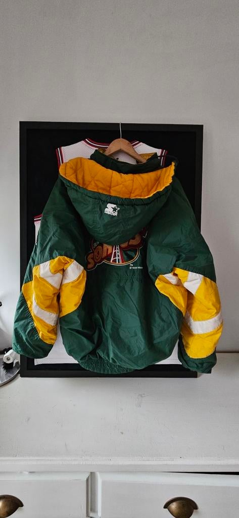 Vintage Seattle SuperSonics Starter jas jaren 90, Ophalen of Verzenden, Gedragen, Geel