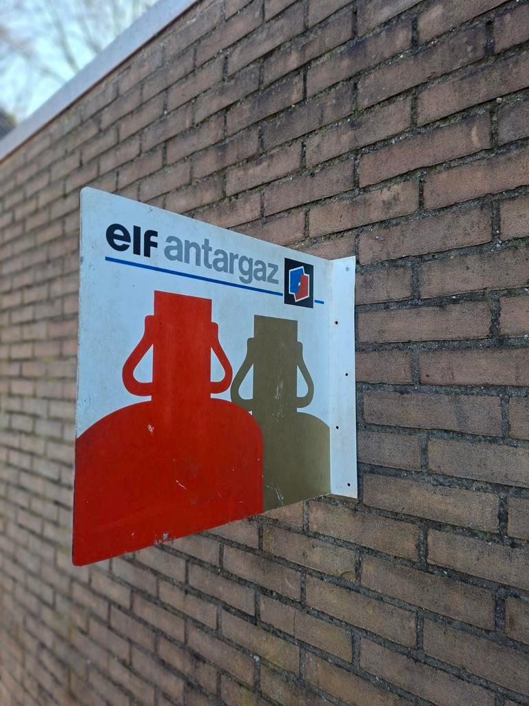 Elf antargaz dubbelzijdig reclame bord emaille, Ophalen of Verzenden, Zo goed als nieuw, Reclamebord