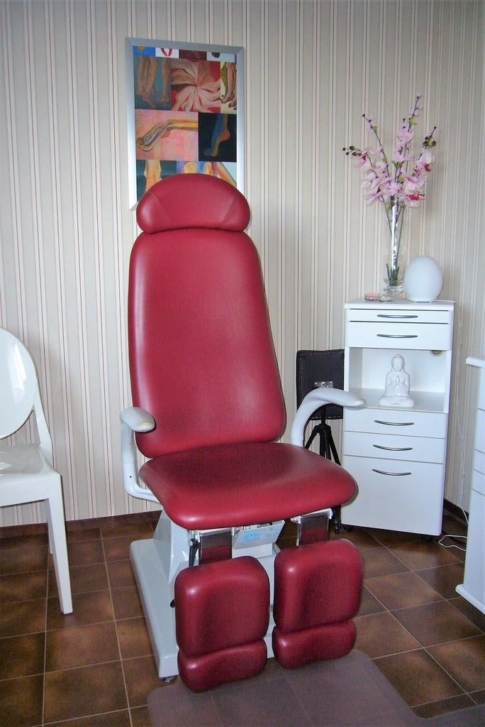 Behandelstoel, bordeaux rood, Ophalen