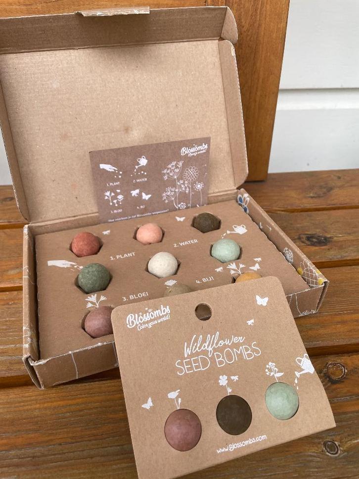 Blossombs gift box medium zaadbommetjes bloemen, Tuin en Terras, Bloembollen en Zaden, Volle zon, Ophalen of Verzenden