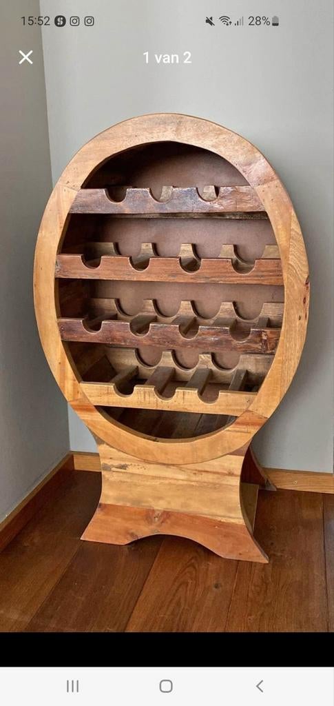 Houten wijnkastje, Huis en Inrichting, Woonaccessoires | Wijnrekken, Ophalen, Gebruikt, 5 tot 15 flessen, 75 cm of meer