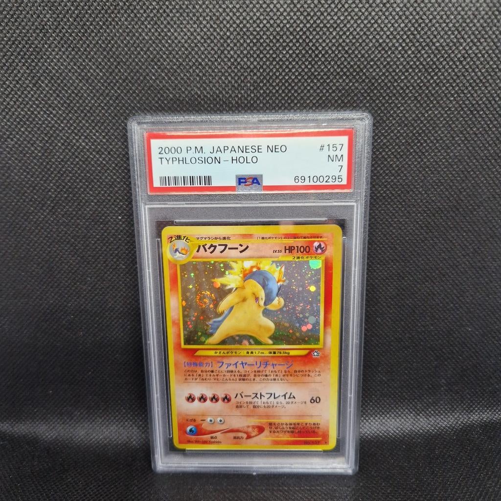 Typhlosion Holo Neo PSA 7, Ophalen of Verzenden, Zo goed als nieuw