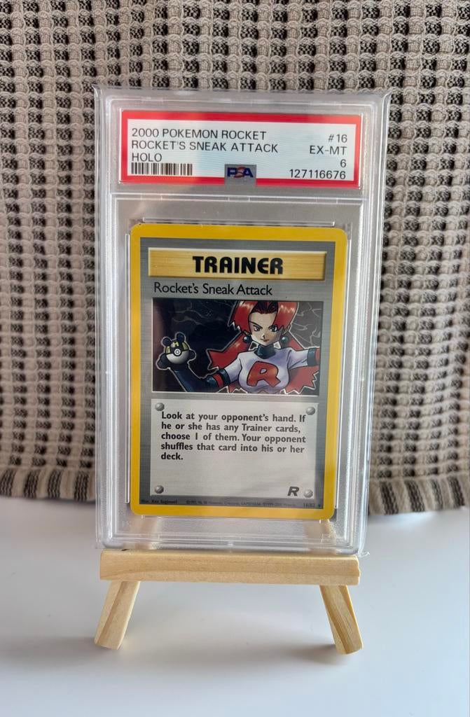 PSA 6 Pokémon Rocket's Sneak Attack Holo #16/82 (2000), Ophalen of Verzenden, Gebruikt, Losse kaart, Foil