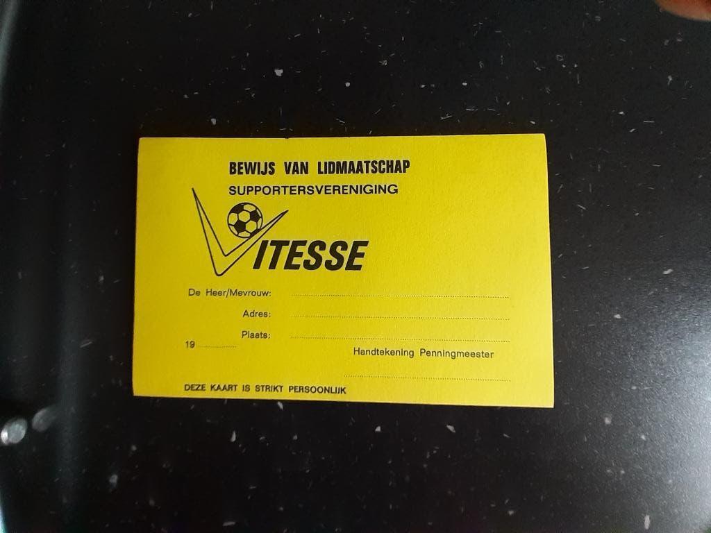 Oud Vitesse supportersvereniging lidmaatschapbewijs., Ophalen of Verzenden, Zo goed als nieuw, Vitesse, Overige typen