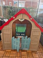 Opklapbaar Speelhuisje met rood dak en hekje, Ophalen, Gebruikt, Plastic